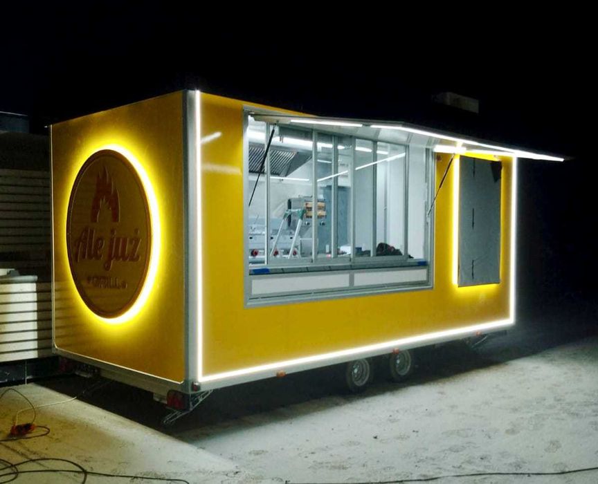 FoodTruck przyczepa kebab wyposażona 6,2x2,3x2,3m pod klucz
