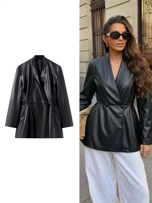Пальто блейзер піджак з еко шкіри Zara  XS