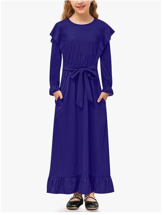 Sukienka dla dziewczynki z paskiem, granatowa, 152cm, BESSERBAY