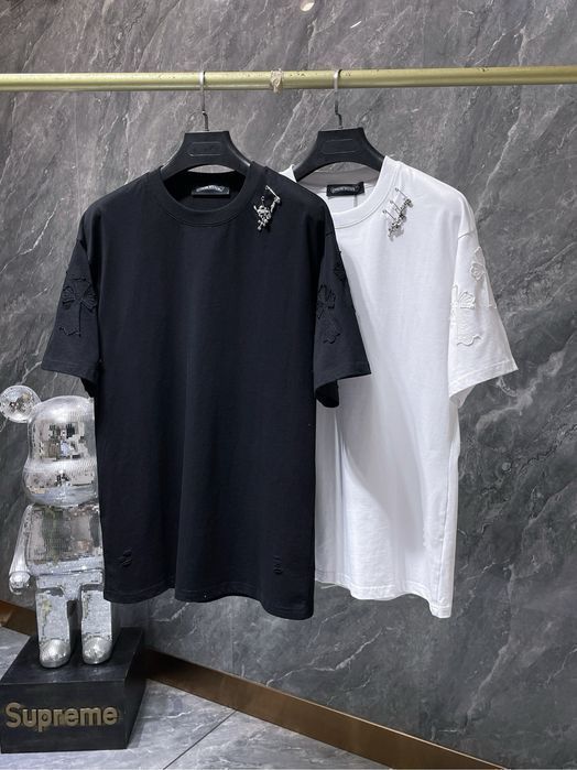 CHROME HEARTS футболка мужская оверсайз унисекс рванная оригинал