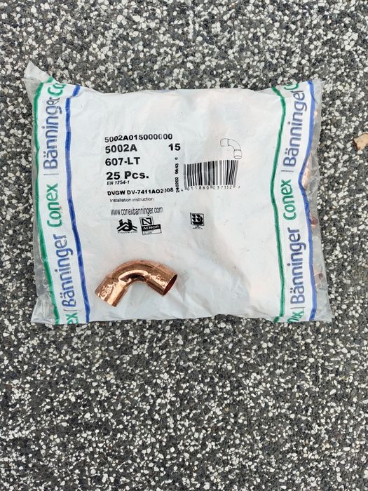 Kolano miedziane do lutowania fi12