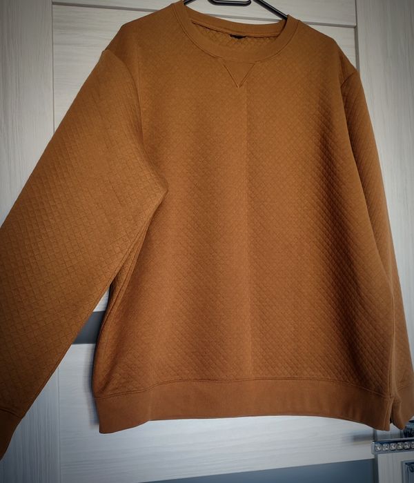 Sweter męski H&M, brązowy, fakturowany splot, rozm. M/L