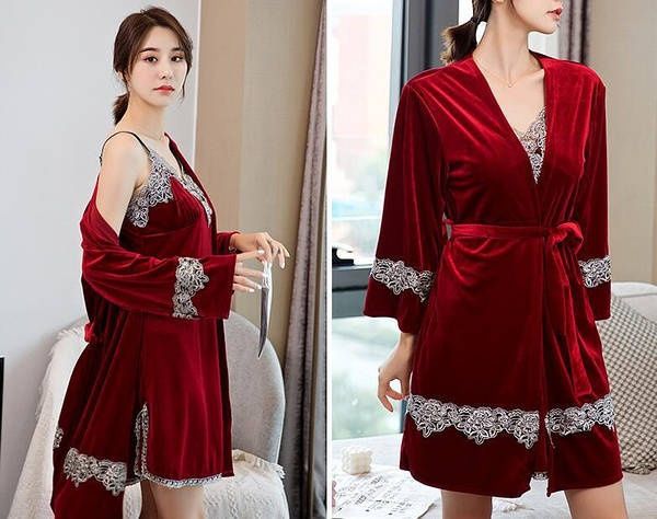 Халат з пеньюаром 4 в 1 і велюровим комплектом   (а226/16)