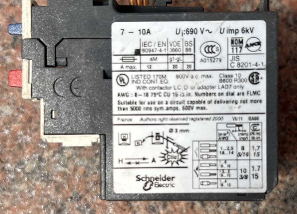 Przekaźnik termiczny 7-10A LRD14 SCHNEIDER telemecaniqe