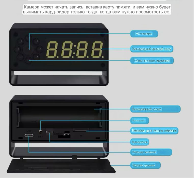Wi-fi Мини Камера с Аккумулятором в часах,вiдеокамера,відеоогляд