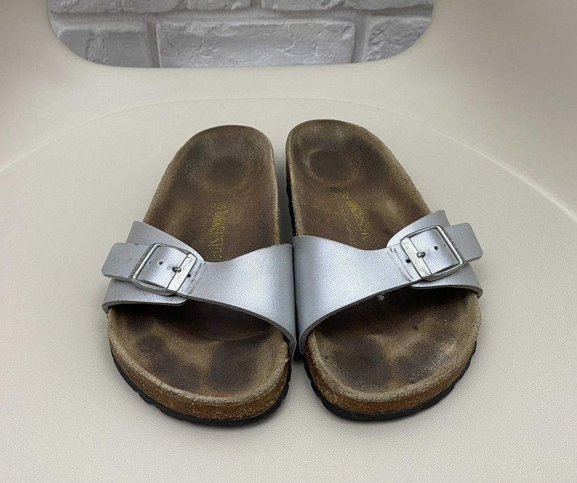Klapki Damskie Birkenstock Madrid Silver Srebne Rozmiar 36