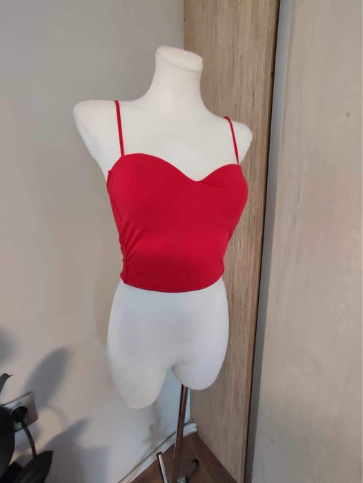 Top damski czerwony usztywniane miseczki  S/M