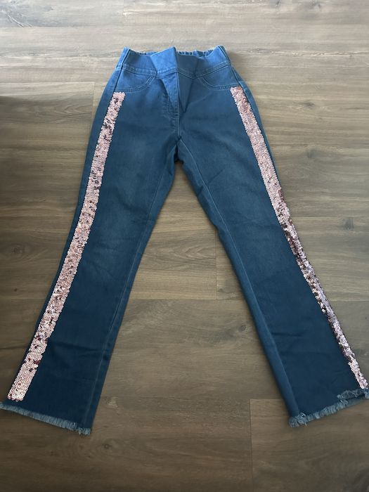 Jeansy spodnie 3/4 calzedonia s z cekinami