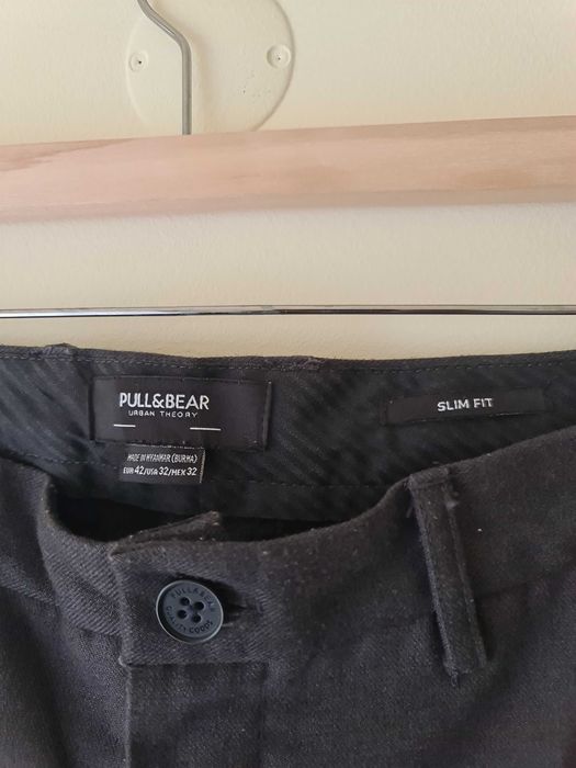 Calças Clássicas Formais Cinza Pull & Bear Slim - Tamanho 42 - Pants