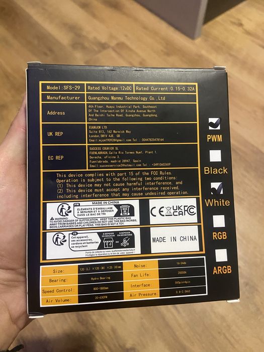 Wentylator obudowy pc Manmu argb 4 pin