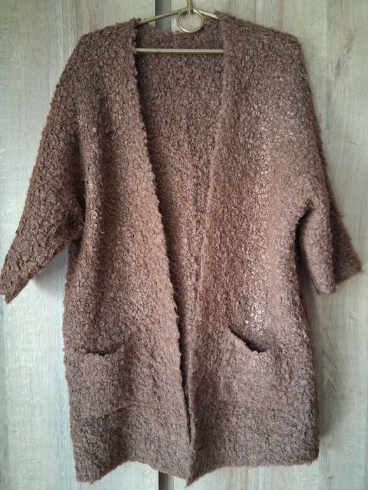 kardigan boucle brąz