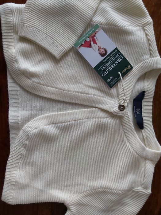 Tchibo 98/104*bawełna*mleczna biel*bolerko*krótki kardigan*