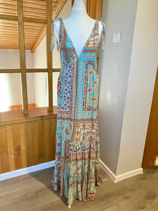 Nowa długa sukienka boho Tezenis wiskoza M/L bandana