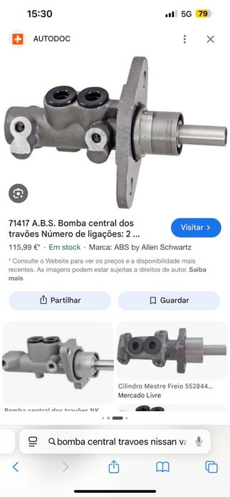 Bomba central travões Nissan Vanette