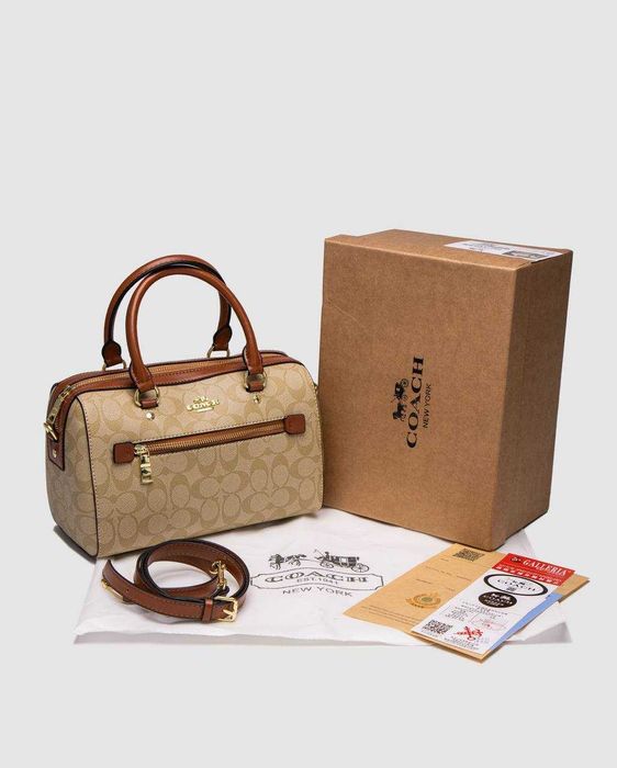 Coach Rowan Satchel In Signature Canvas Beige/Ginger