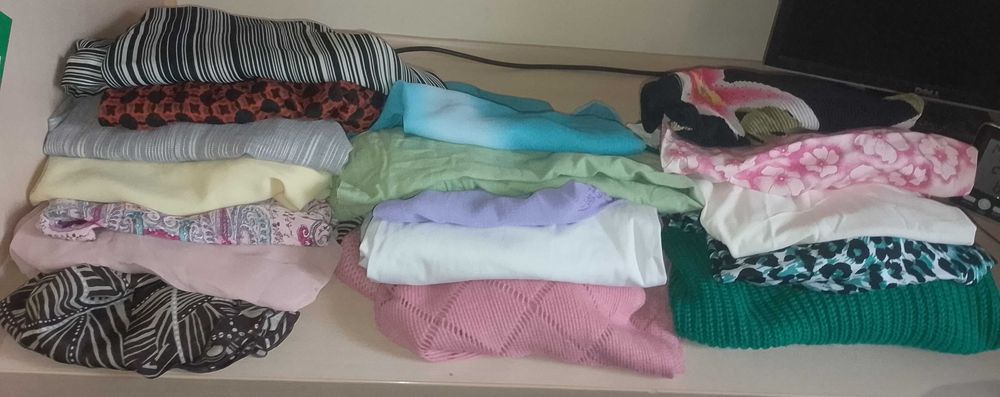 paczka ubrań damskich bluzki, spodnie, sukienki X/XL