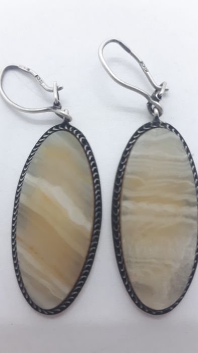 Серьги серебро875пр. Агат. Урал.