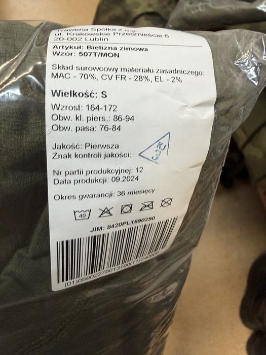 Bielizna zimowa Wzór: 507T/MON S