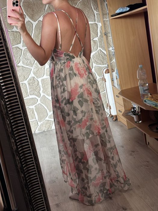 Damska kremowa letnia sukienka w kwiaty, nowa, rozmiar 36/S