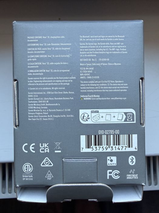 Garmin Venu 3s, gwarancja