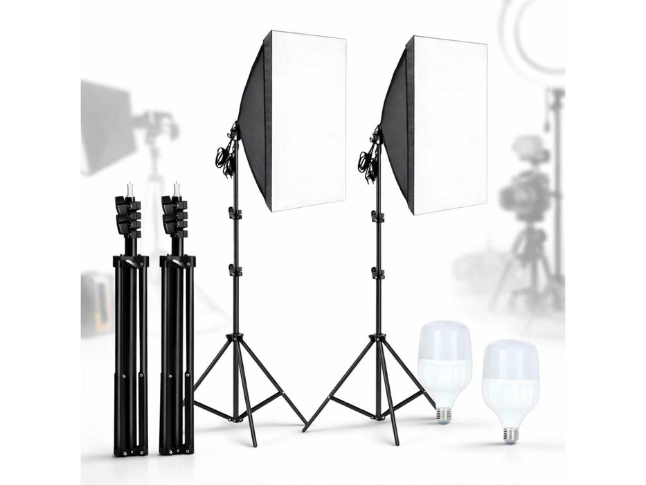 x2 Lampy Do Nagrywania Filmów YouTube TikTok Softbox LED Zestaw | WYPRZEDAŻ -20%