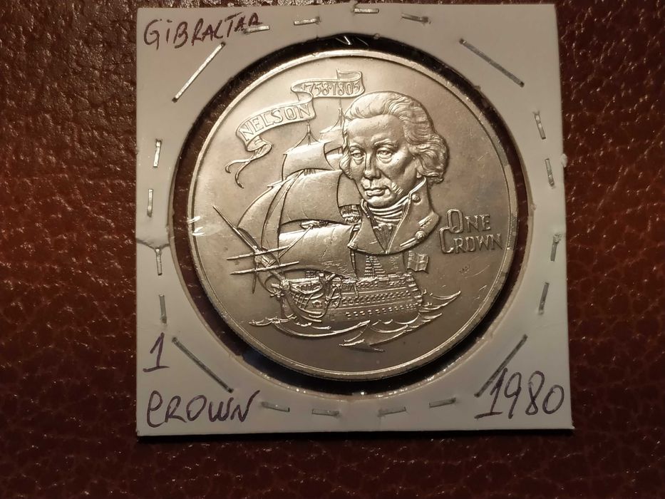 A446 moeda de one crown de 1980 (Barcos) - Gibraltar