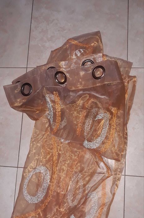 Conjunto de 2 cortinados em tom laranja