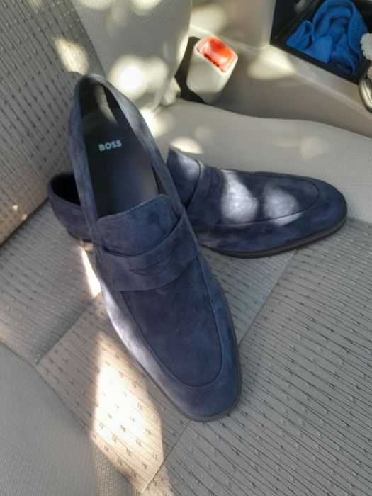 Лофери туфлі Hugo Boss Limber blue замша