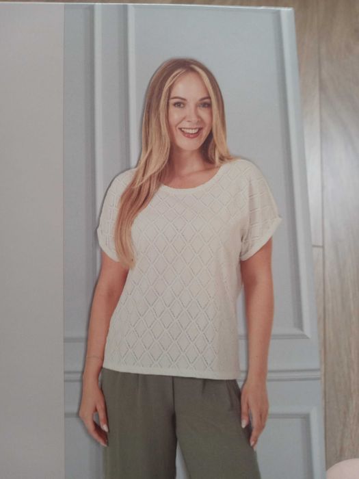 Biała bluzka damska rozmiar S krótki rękaw koszula damska t-shirt