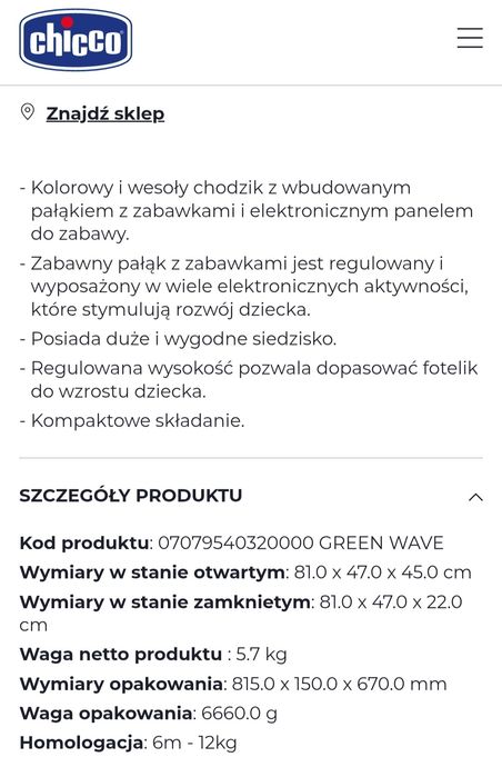 Chodzik Chicco Walky Rally green