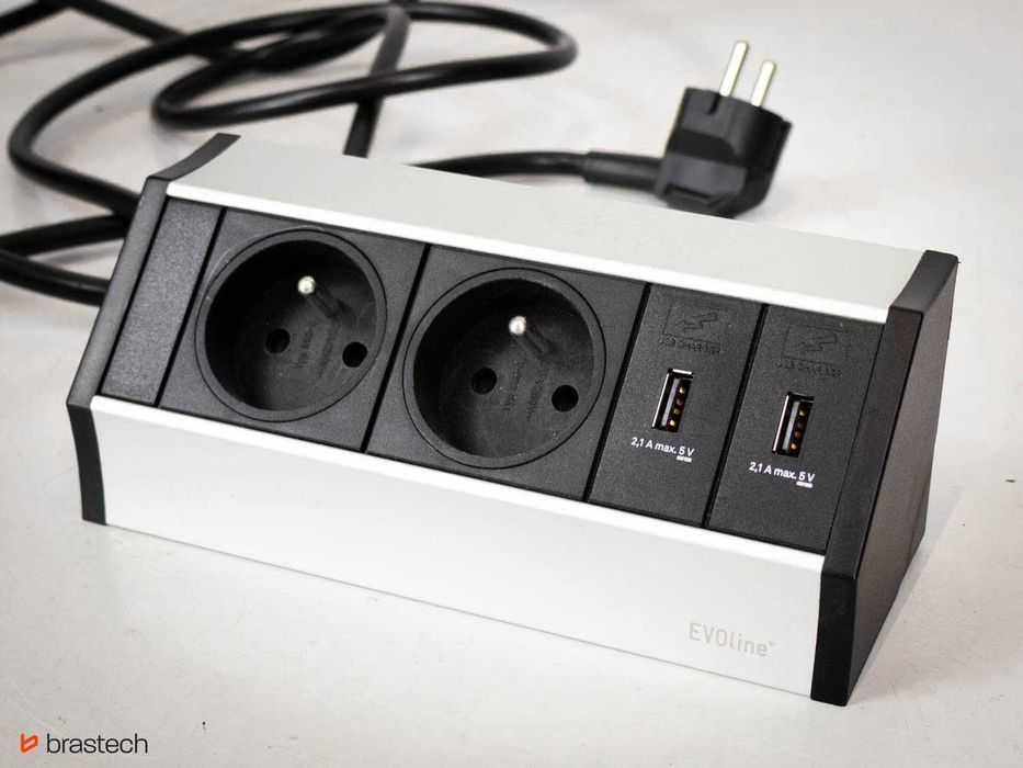 Listwa zasilająca EVOline Dock 2×230V + 2×USB