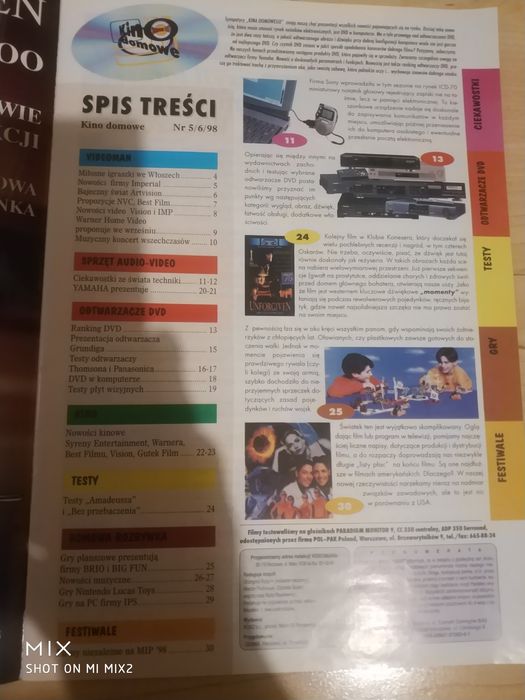 Pismo kino domowe 5/6 1998 rok Grundig Yamaha