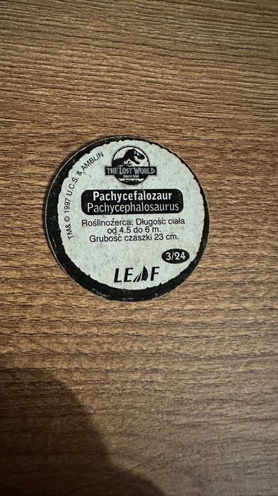 Jurassic Park The Lost World Tazo Leaf Tazo numer 3/24 Pachycefalozaur