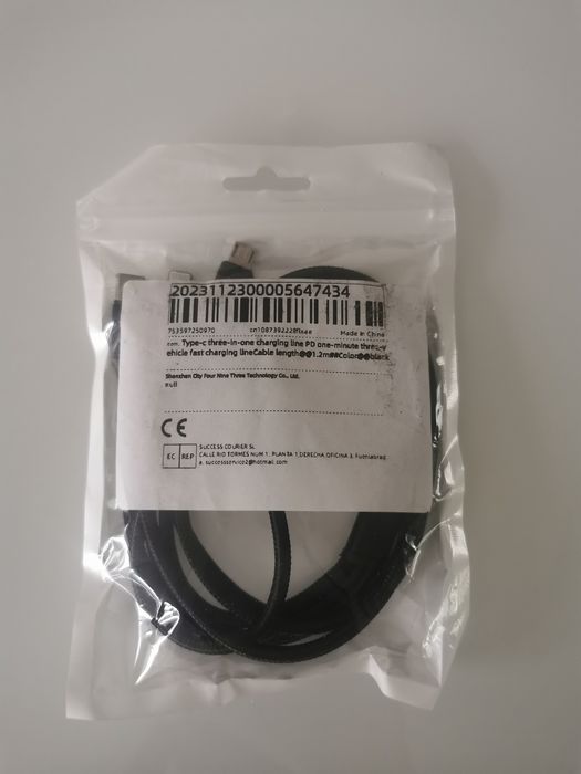 Kabel typ C - Trzy w jednym 1.2m
