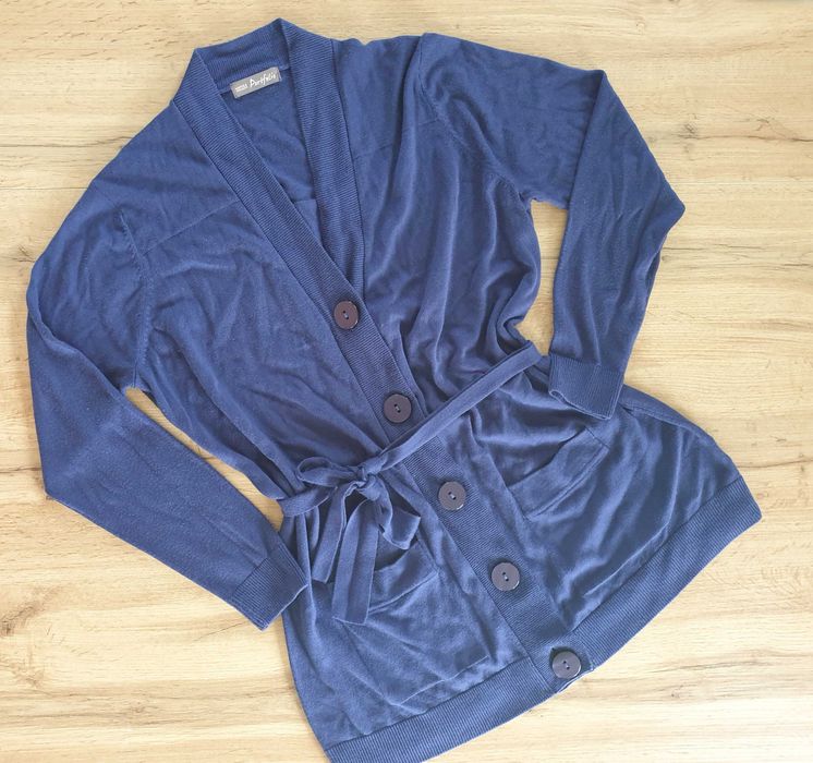 Kardigan z paseczkiem, 50%wiskoza, 50%akryl, Marks&Spencer, rozmiar XL