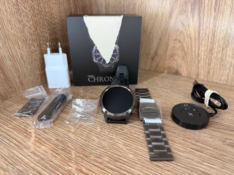 Smartwatch Titan Chronos FW110 Black Pudełko Akcesoria Ładowarka