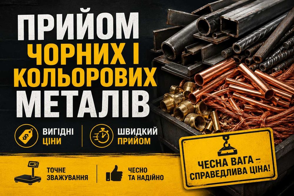 Прийом чорних і кольорових металів/прийом металобрухту - вигідні ціни, швидкий прийом