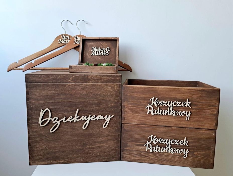 Koszyczki ratunkowe Duże pudełko na koperty obrączki Wieszaki wesele