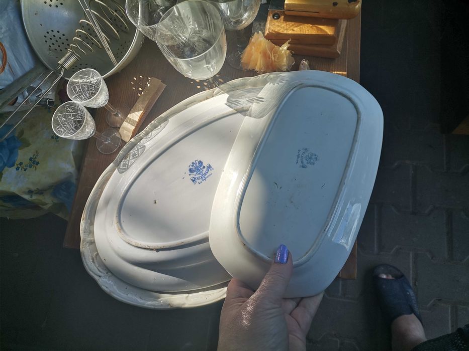 Старые блюда кузнецовские, кобальт новые 3шт тарелок и набор18 шт