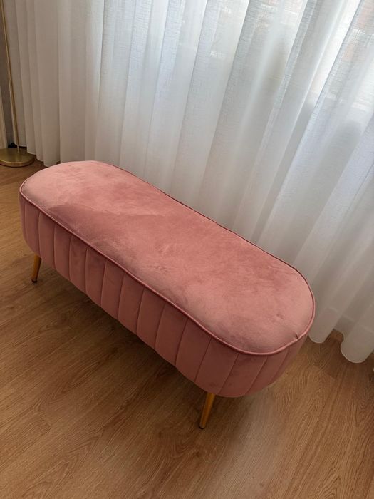 Banqueta veludo rosa