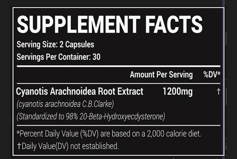 Екдустерон Thalacy Beta Ecdysterone 1200 мг на порцію 60 капсул