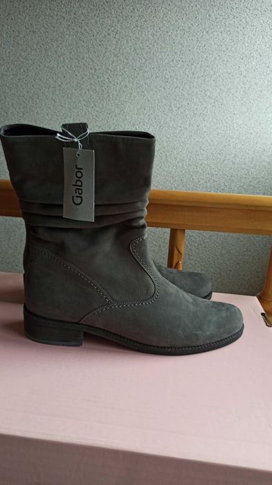 Szare skórzany kozaki botki Gabor 42 szerokie
