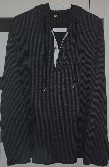 Sweter męski bluza z kapturem XL nowy ciemnoszary wygodny miły