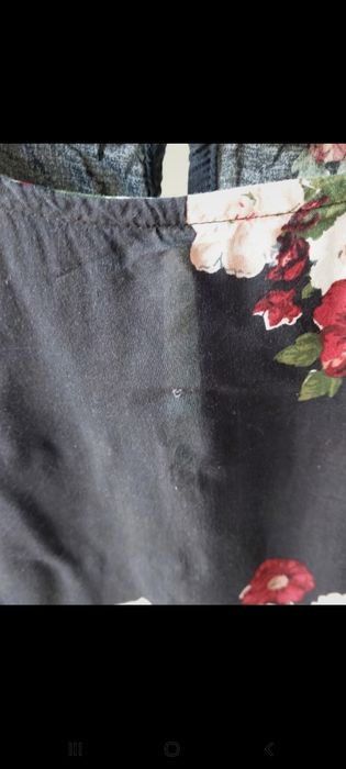 Sukienka damska czarna Zara w kwiaty przed kolano rękaw 3/4 100% visko