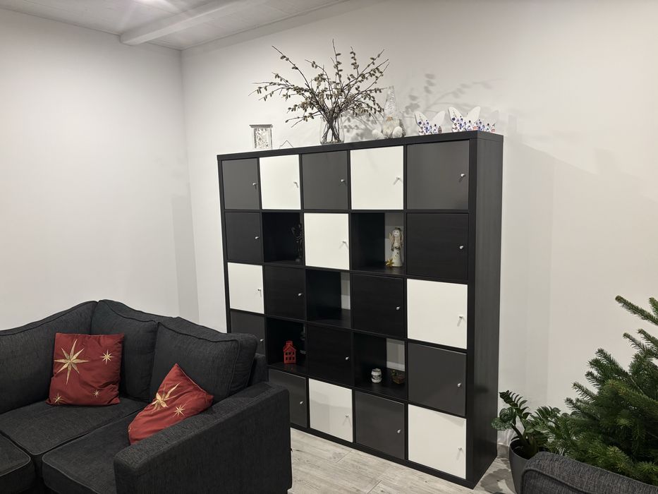Regał IKEA  Kallax 5x5 czarny brąz 182x182 wraz z wkladami