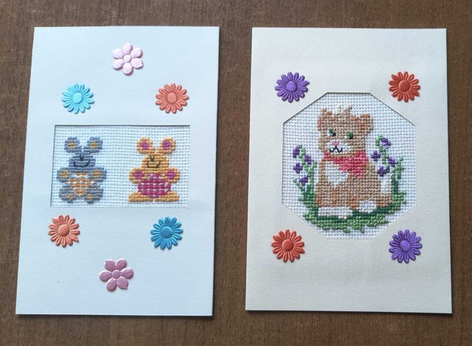 Kartki haft krzyżykowy chrzest,narodziny dziecka,urodziny dziecka