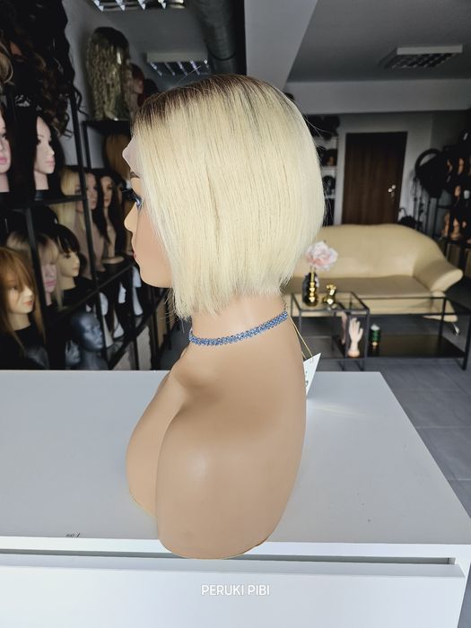 Peruka z włosów naturalnych w 100% blond odrost Ala lace front