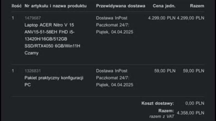 Laptop acer nitro v 15