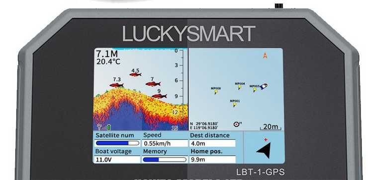 duża ŁÓDKA ZANĘTOWA M1 60cm z LBT-1 GPS + Echosonda
