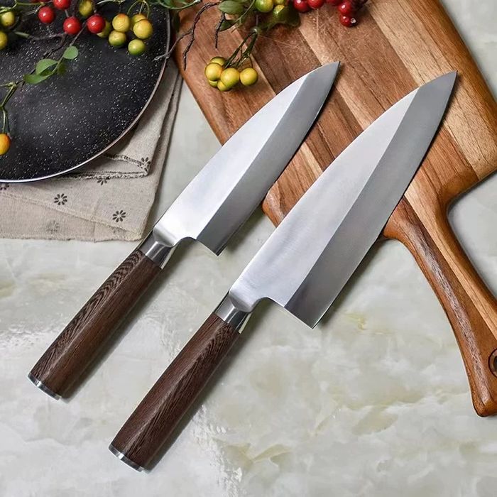 Японский нож Деба (Deba) 160 мм для разделки рыбы и мяса, кованая сталь 56–58 HRC, рукоять из венге